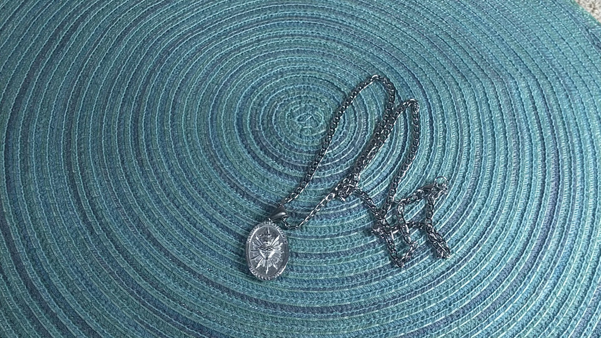 The Two Hearts Medal 18K White Gold Plated Pendant | The Stronghold | Traditio Designs Exclusive