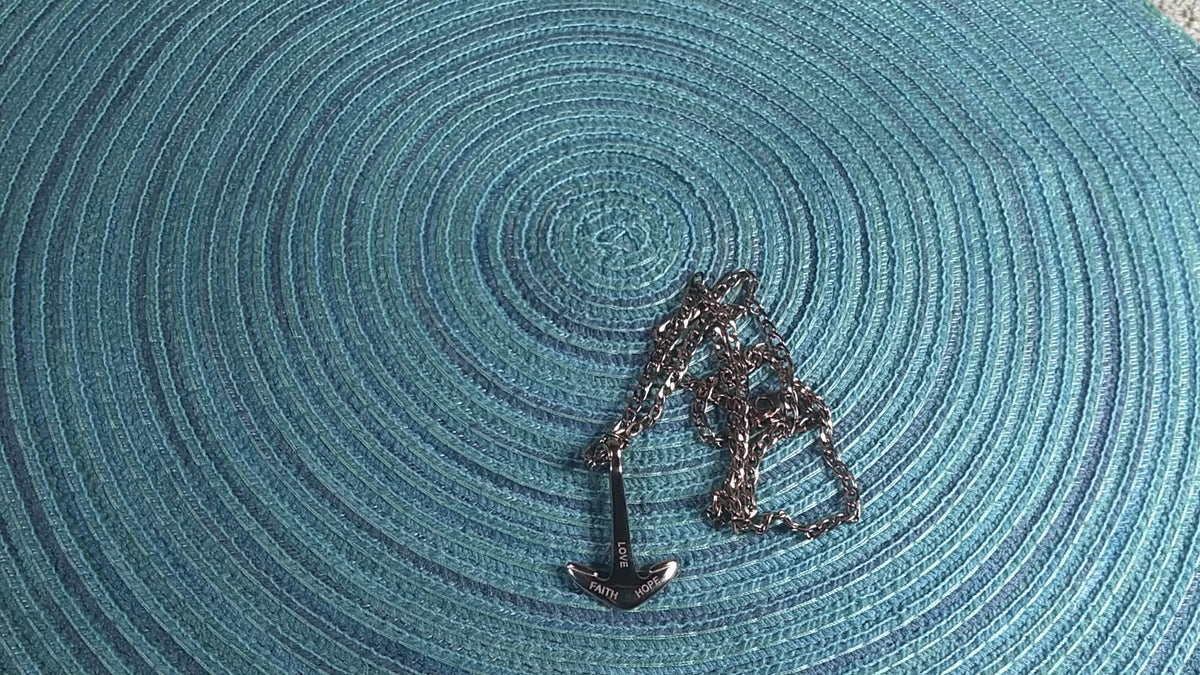 St. Philomena 18K Rose Gold Anchor Pendant & 4mm Curb Chain | Faith, Hope, Love | Traditio Designs Exclusive