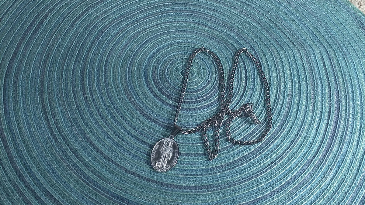 The St. Benedict Medal 18K White Gold Plated Pendant | The Deliverance | Traditio Designs Exclusive